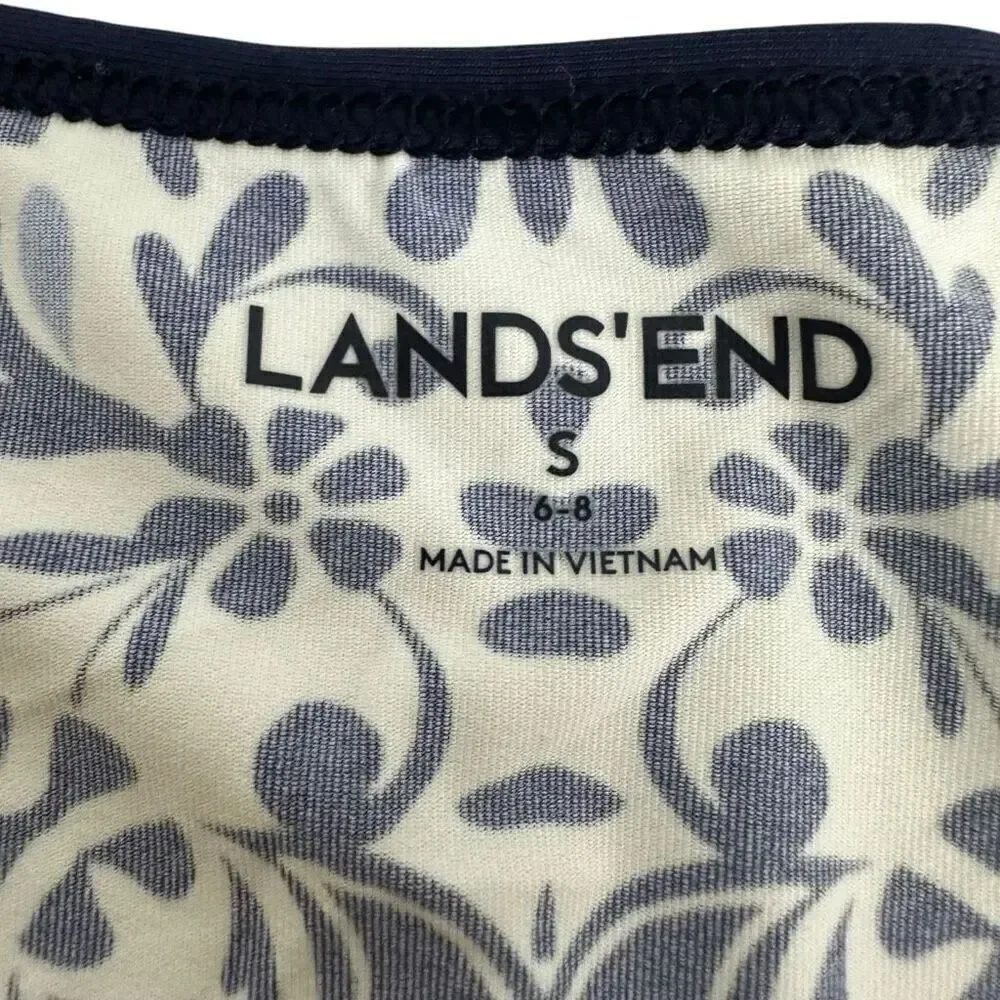 Lands' End Long Sleeve Swim Rash Guard Deep Sea Mixed Medallion size Small